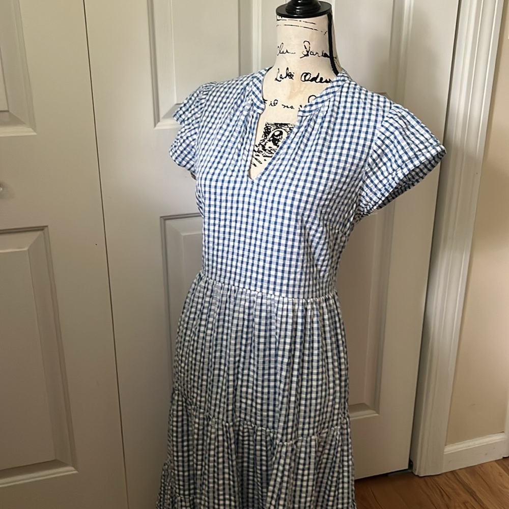 St. John’s Bay Blue White Gingham Women's Dress size Medium - Picture 5 of 10